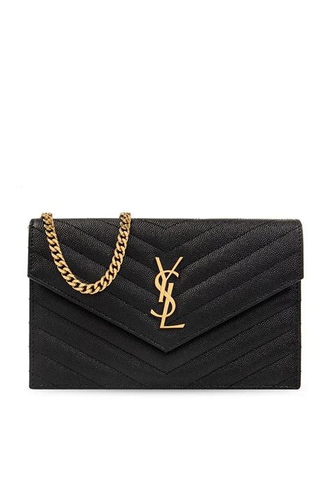 yves saint laurent pochette noir|CASSANDRE ENVELOPE CHAIN WALLET IN GRAIN DE .